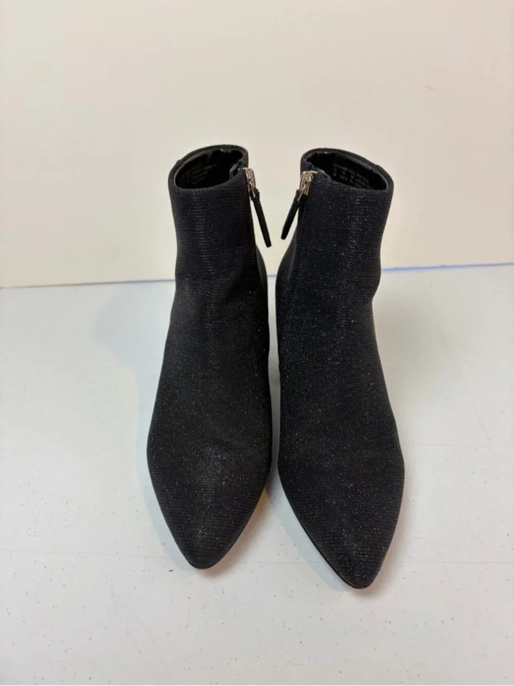 KATE SPADE GISELLE BLACK METALLIC HEEL ANKLE BOOTIE BOOTS WOMENS POINTY TOE 6B